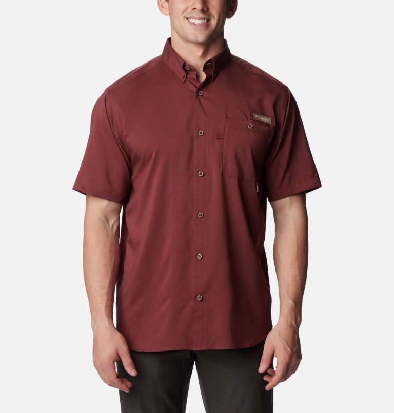Men's PHG Bucktail Short Sleeve Woven Shirt, Color: Red Rocks, RT Edge, image 1