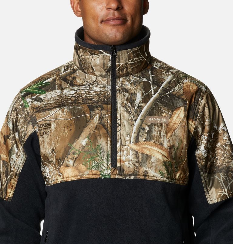 Thumbnail: Men’s PHG Fleece Overlay 1/4 Zip Pullover, Color: Black, RT Edge, image 4