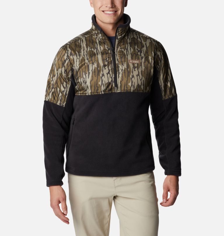 Thumbnail: Men’s PHG Fleece Overlay 1/4 Zip Pullover, Color: Black, MO Bottomland, image 1