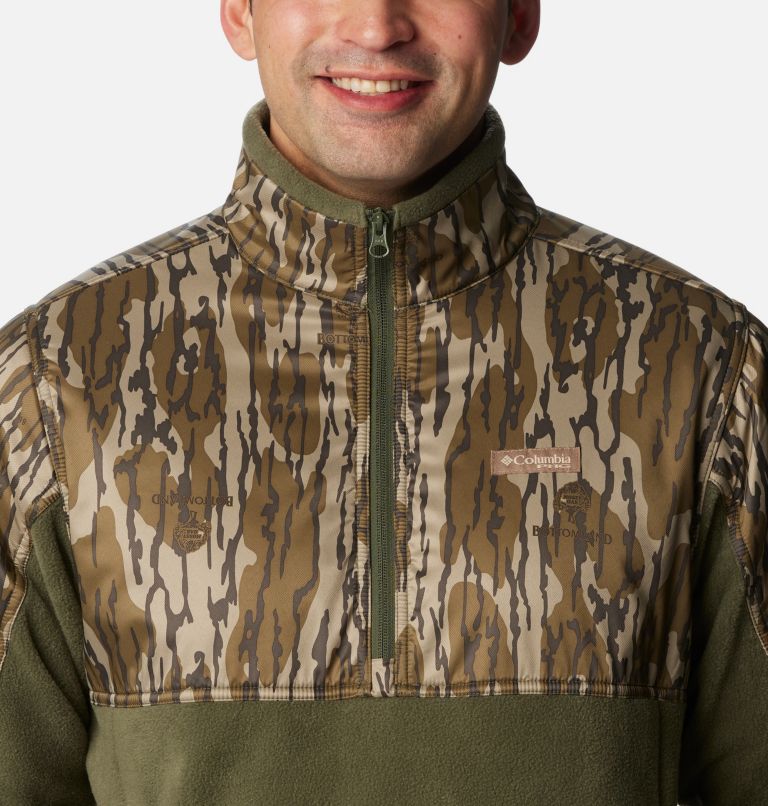 Thumbnail: Men’s PHG Fleece Overlay 1/4 Zip Pullover, Color: Surplus Green, MO Bottomland, image 4