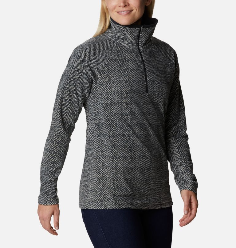 Thumbnail: Women’s Glacial IV Print Half Zip Pullover, Color: Black Herringbone Print, image 5