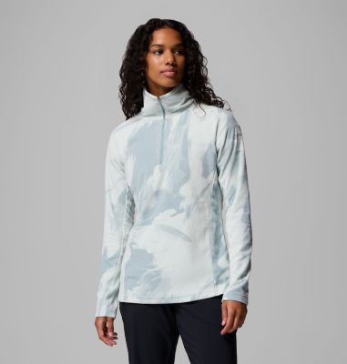 Women's Glacial IV Print Half Zip Fleece, Color: Crushed Blue Snowflight Tonal, image 1