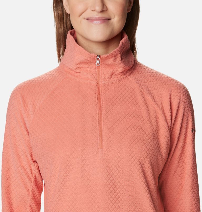 Thumbnail: Women's Glacial IV 1/2 Zip - Patterned Print , Color: Faded Peach Quilt Pattern, image 4
