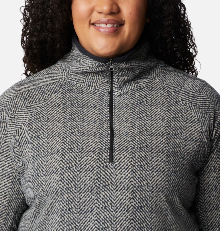 Thumbnail: Women’s Glacial IV Print Half Zip Pullover - Plus Size, Color: Black Herringbone Print, image 4