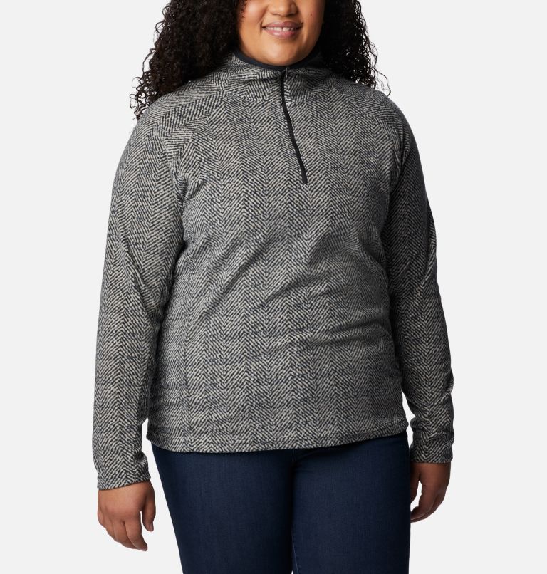 Thumbnail: Women’s Glacial IV Print Half Zip Pullover - Plus Size, Color: Black Herringbone Print, image 5