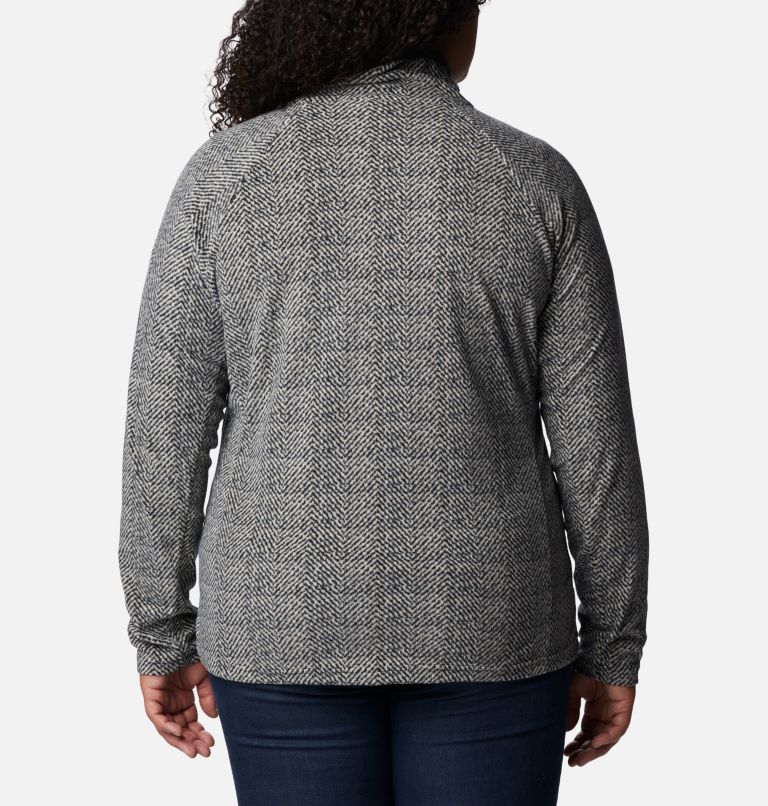 Thumbnail: Women’s Glacial IV Print Half Zip Pullover - Plus Size, Color: Black Herringbone Print, image 2