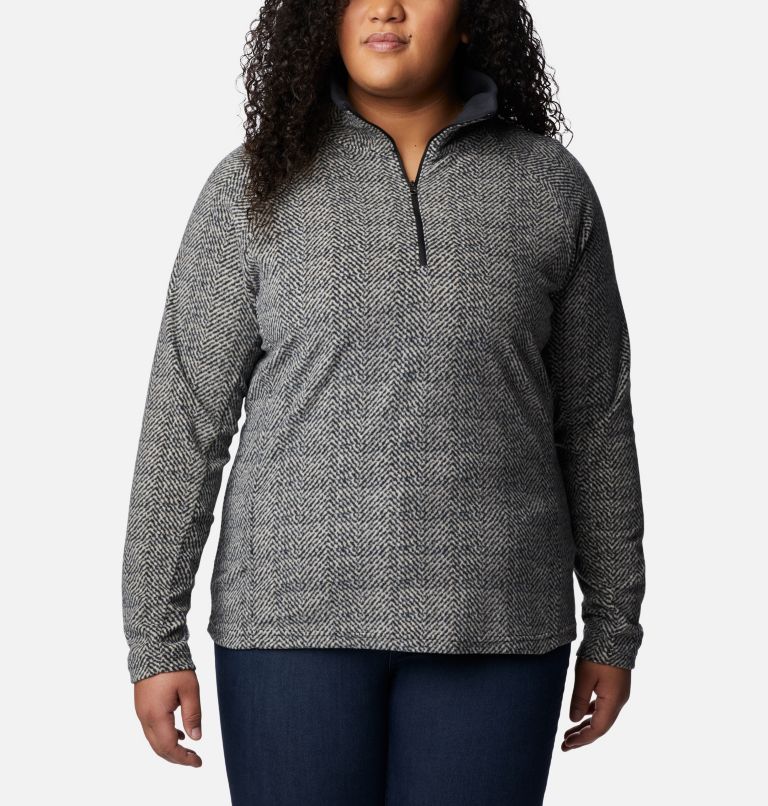 Thumbnail: Women’s Glacial IV Print Half Zip Pullover - Plus Size, Color: Black Herringbone Print, image 1