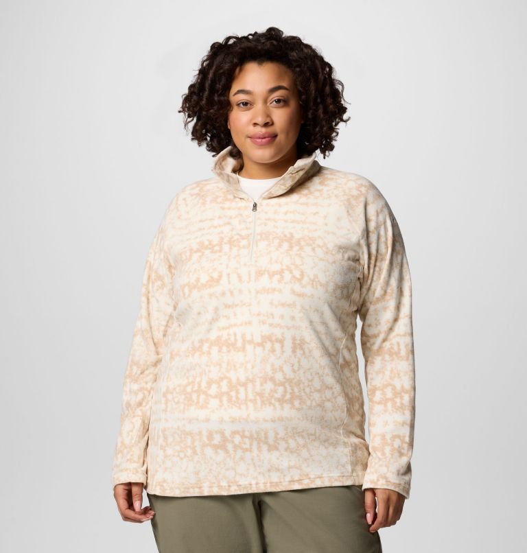 Women's Glacial IV Print Half Zip Pullover - Plus Size, Color: Chalk Stippled Stripe, image 1
