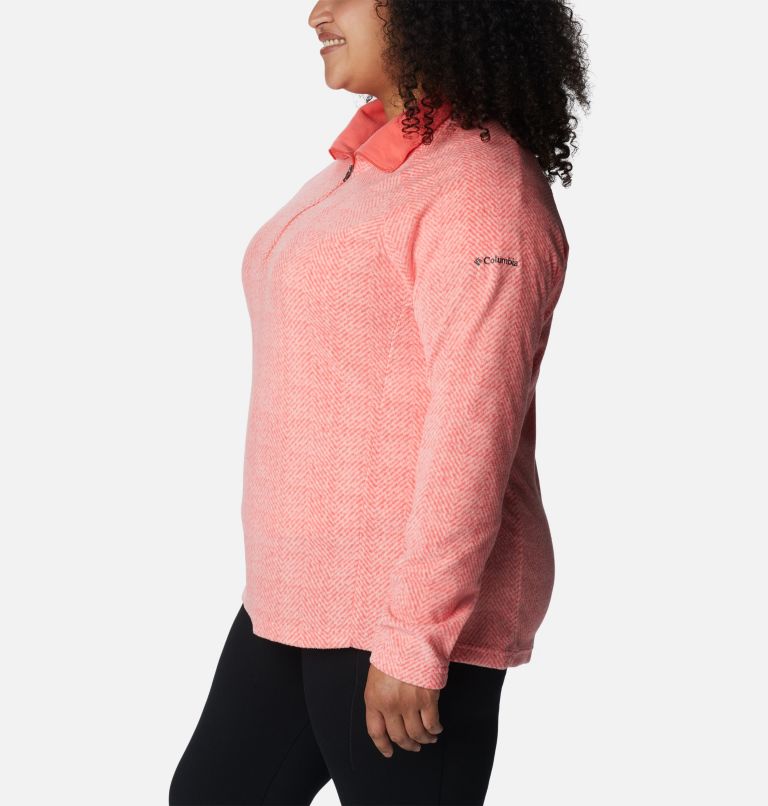 Thumbnail: Women’s Glacial IV Print Half Zip Pullover - Plus Size, Color: Blush Pink Herringbone Print, image 3