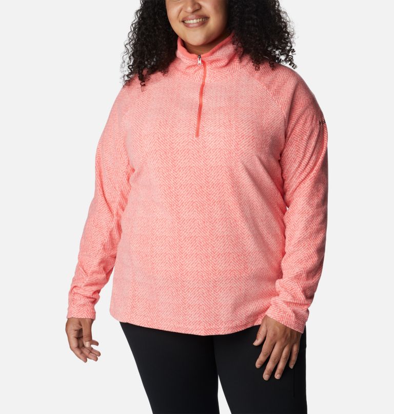Thumbnail: Women’s Glacial IV Print Half Zip Pullover - Plus Size, Color: Blush Pink Herringbone Print, image 5