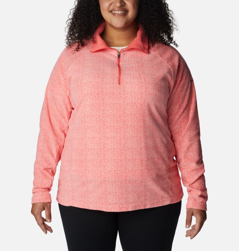 Thumbnail: Women’s Glacial IV Print Half Zip Pullover - Plus Size, Color: Blush Pink Herringbone Print, image 1