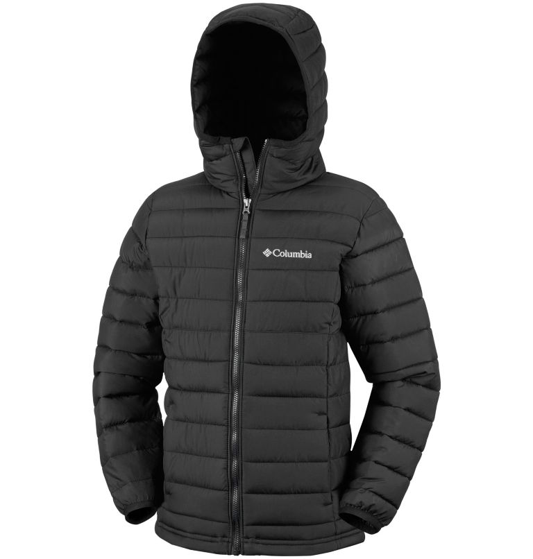 Thumbnail: Powder Lite Boys Hooded Insulated Jacket, Color: Black, image 3