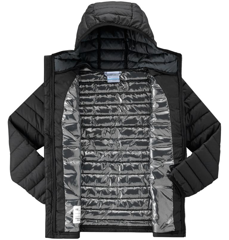 Thumbnail: Powder Lite Boys Hooded Insulated Jacket, Color: Black, image 4