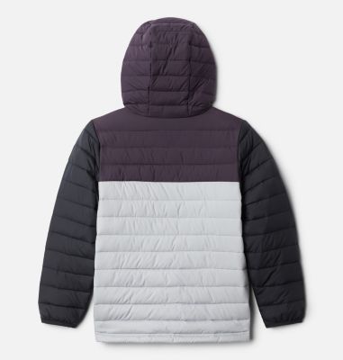 Powder Lite&trade; Boys Hooded Jacket Powder Lite&trade; Boys Hooded Jacket | 011 | XS, Columbia Grey, Dark Purple, Black, back