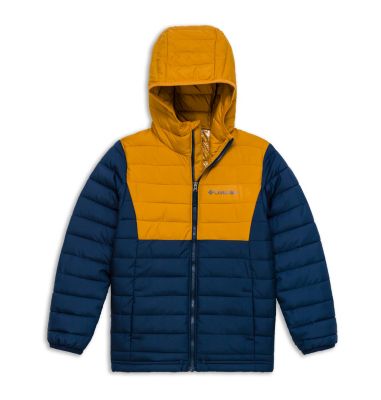Powder Lite&trade; Boys Hooded Jacket Powder Lite&trade; Boys Hooded Jacket | 011 | XS, Collegiate Navy, Canyon Gold, front