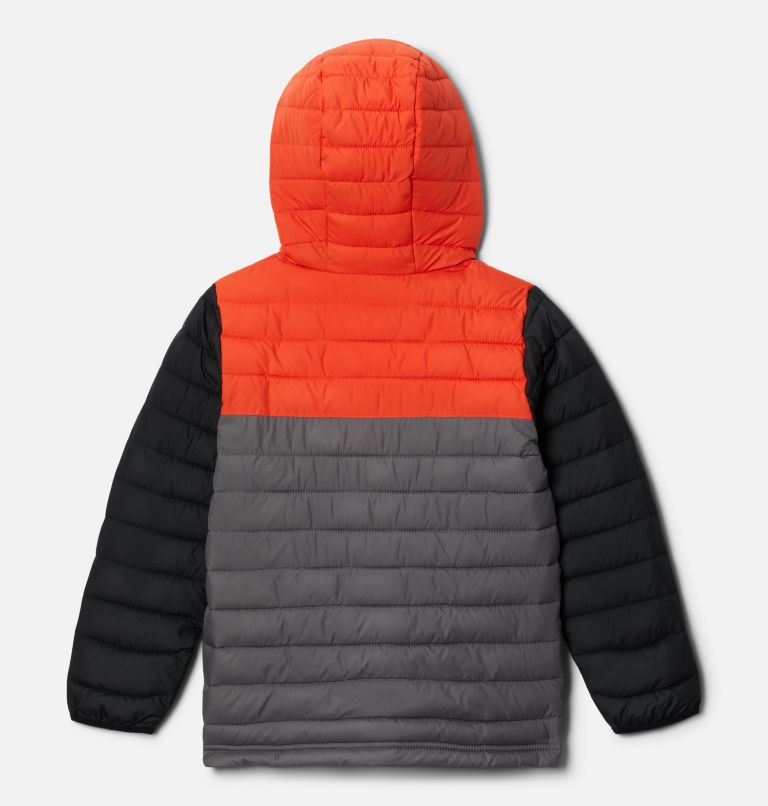 Thumbnail: Boys’ Powder Lite Hooded Jacket, Color: City Grey, Red Quartz, Black, image 2
