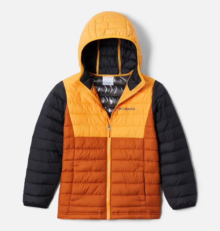 Thumbnail: Boys’ Powder Lite Hooded Jacket, Color: Warm Copper, Mango, Black, image 1