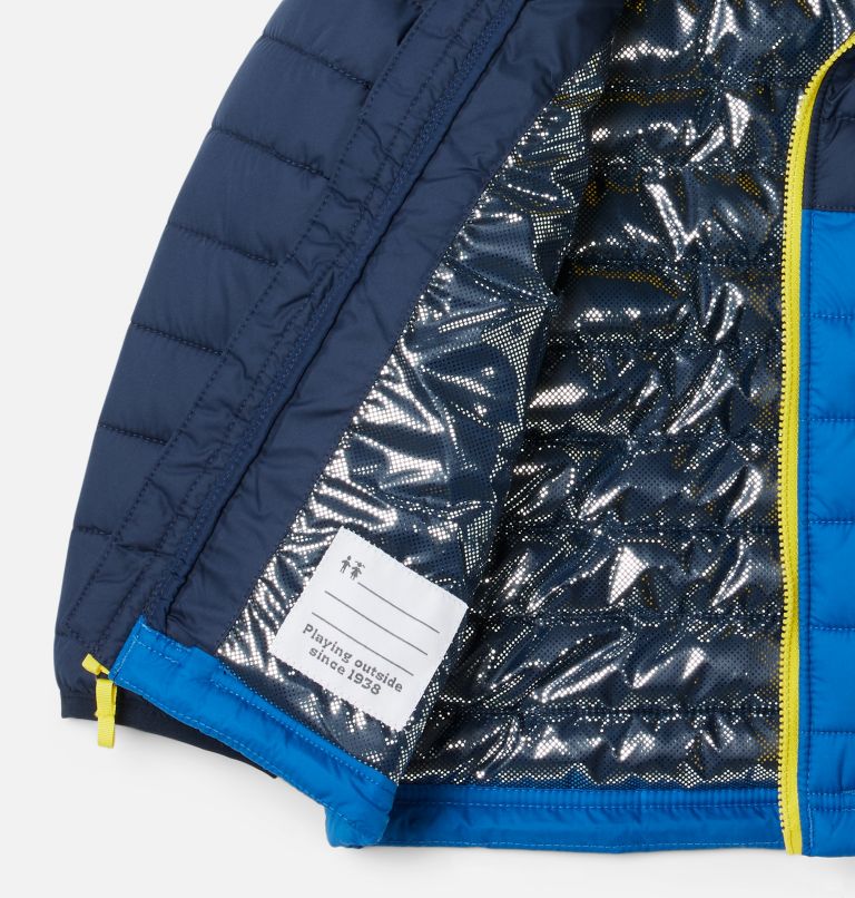 Boys' Toddler Powder Lite Hooded Jacket, Color: Bright Indigo, Coll Navy, Laser Lemon, image 3