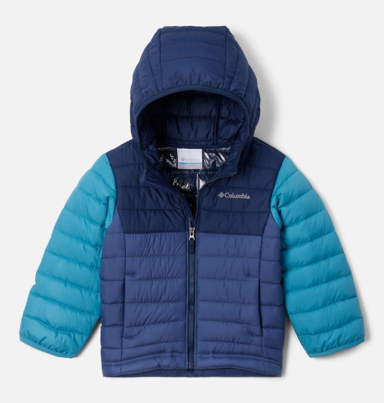 Thumbnail: Boys' Toddler Powder Lite Hooded Jacket, Color: Dark Mountain, Collegiate Navy, Shasta, image 1