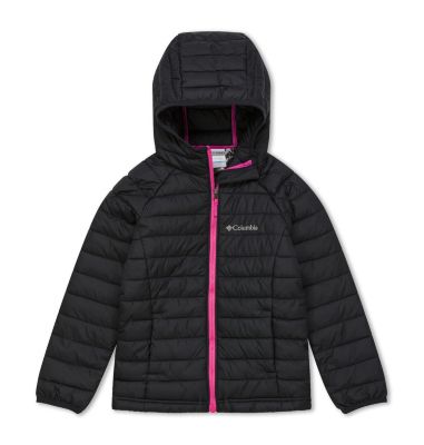 Powder Lite&trade; Kapuzenjacke f&uuml;r M&auml;dchen Powder Lite&trade; Girls Hooded Jacket | 012 | XS, Black, front