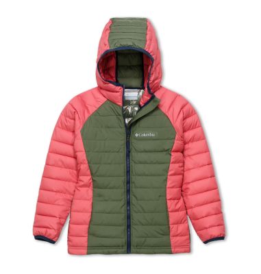 Powder Lite&trade; Kapuzenjacke f&uuml;r M&auml;dchen Powder Lite&trade; Girls Hooded Jacket | 012 | XS, Cypress, Wild Salmon, front