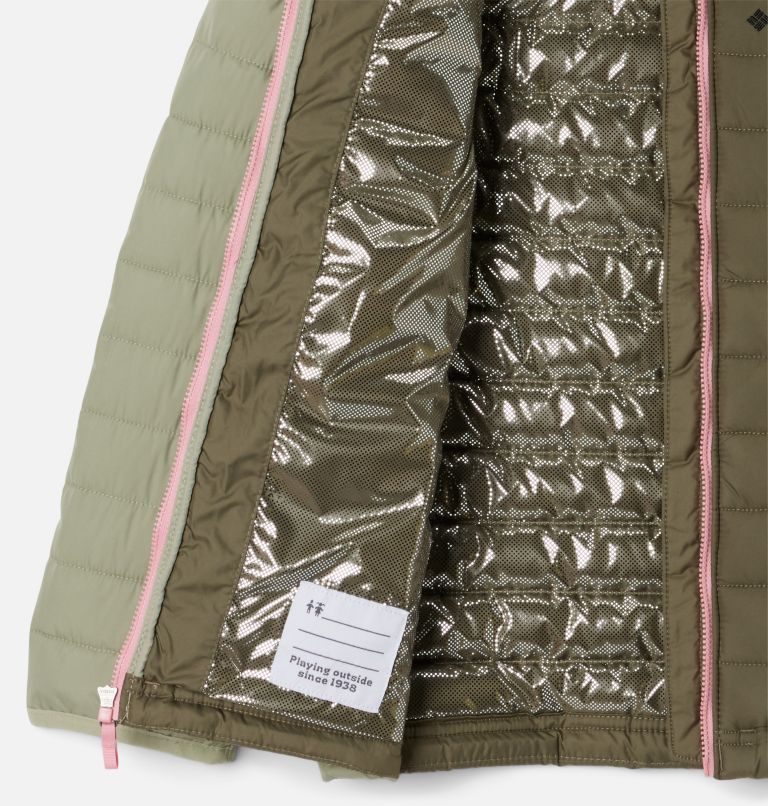 Powder Lite Girls Hooded Jacket | 397 | S, Color: Stone Green, Safari, image 3
