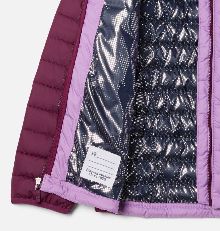 Thumbnail: Powder Lite Girls Hooded Insulated Jacket, Color: Gumdrop, Marionberry, image 3