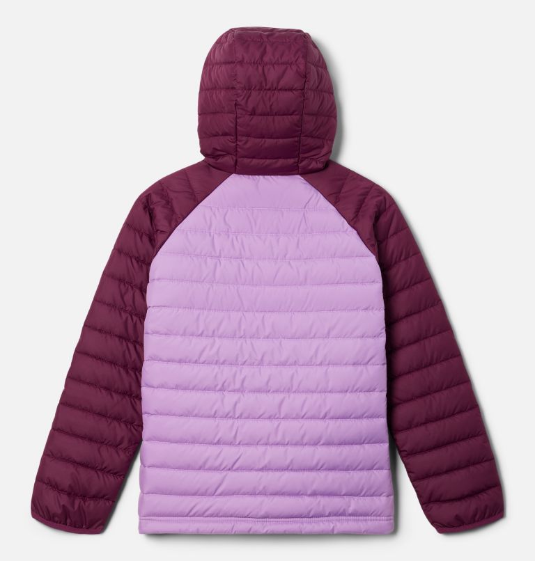 Powder Lite Girls Hooded Insulated Jacket, Color: Gumdrop, Marionberry, image 2