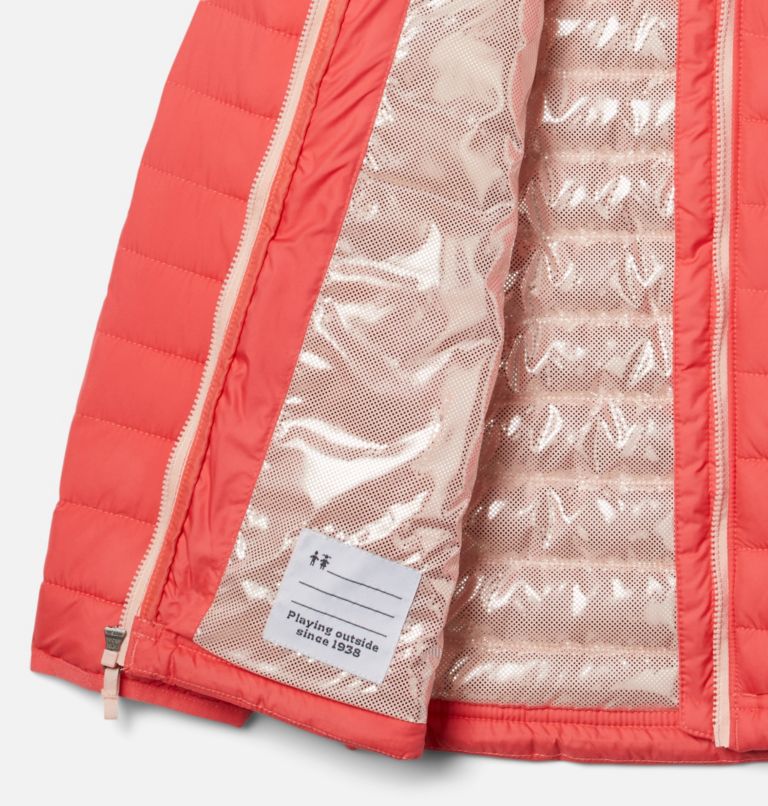 Thumbnail: Girls’ Powder Lite Hooded Jacket, Color: Blush Pink, image 3
