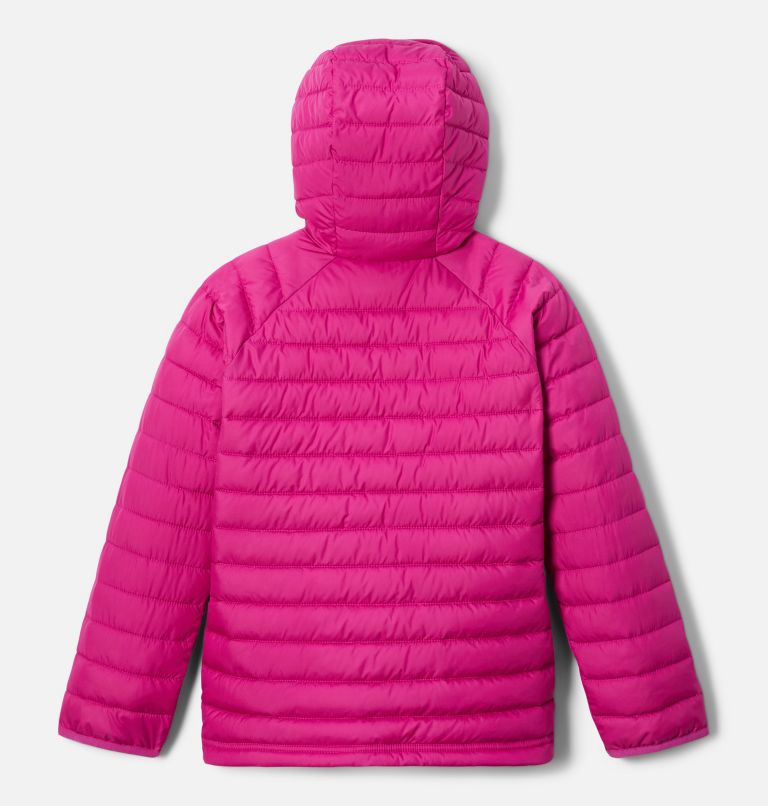 Thumbnail: Girls’ Powder Lite Hooded Jacket, Color: Wild Fuchsia, image 2