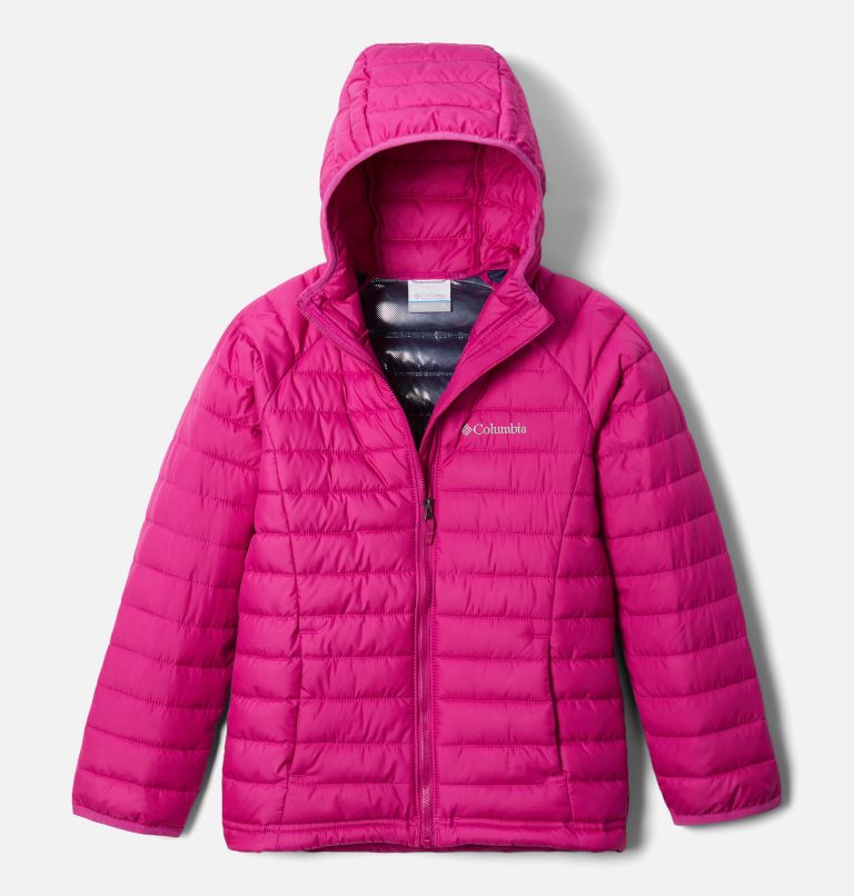 Thumbnail: Girls’ Powder Lite Hooded Jacket, Color: Wild Fuchsia, image 1