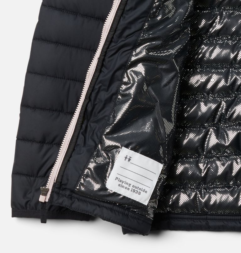 Powder Lite Girls Insulated Jacket, Color: Black, Mineral Pink, image 3