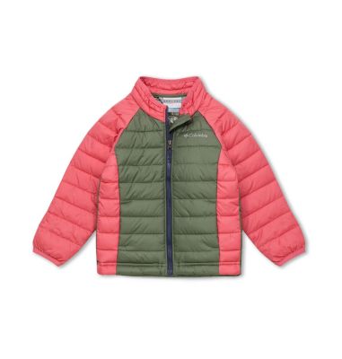 Girls' Powder Lite Jacket Powder Lite&trade; Girls Jacket | 695 | 2T, Cypress, Wild Salmon, front