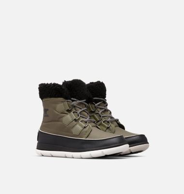 Women's Sorel&trade; Explorer Carnival Boot SOREL&trade; EXPLORER CARNIVAL | 371 | 11, Hiker Green, Black, 3/4 front