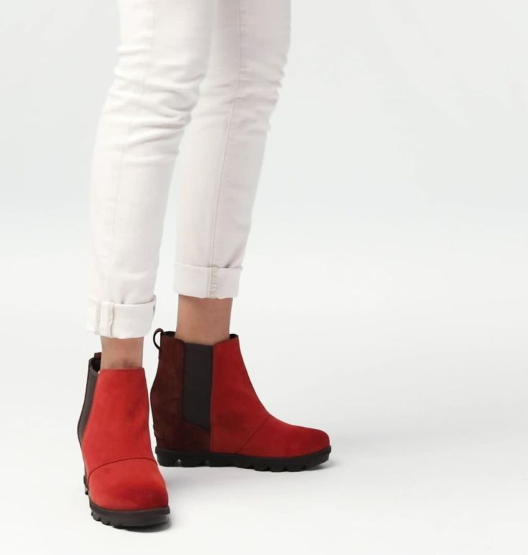 Women's Joan of Arctic Wedge Chelsea Boot, Color: Carnelian Red