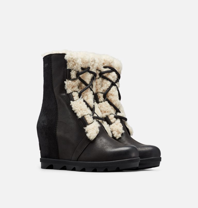 Sorel joan of best sale arctic wedge shearling black