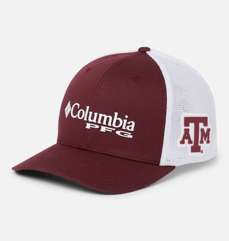 Columbia Men's Texas A&M Aggies Grey PFG Fish Flag Mesh Fitted Hat