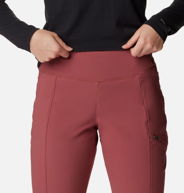Women's Back Beauty Highrise Warm Winter Pants, Color: Beetroot, image 4