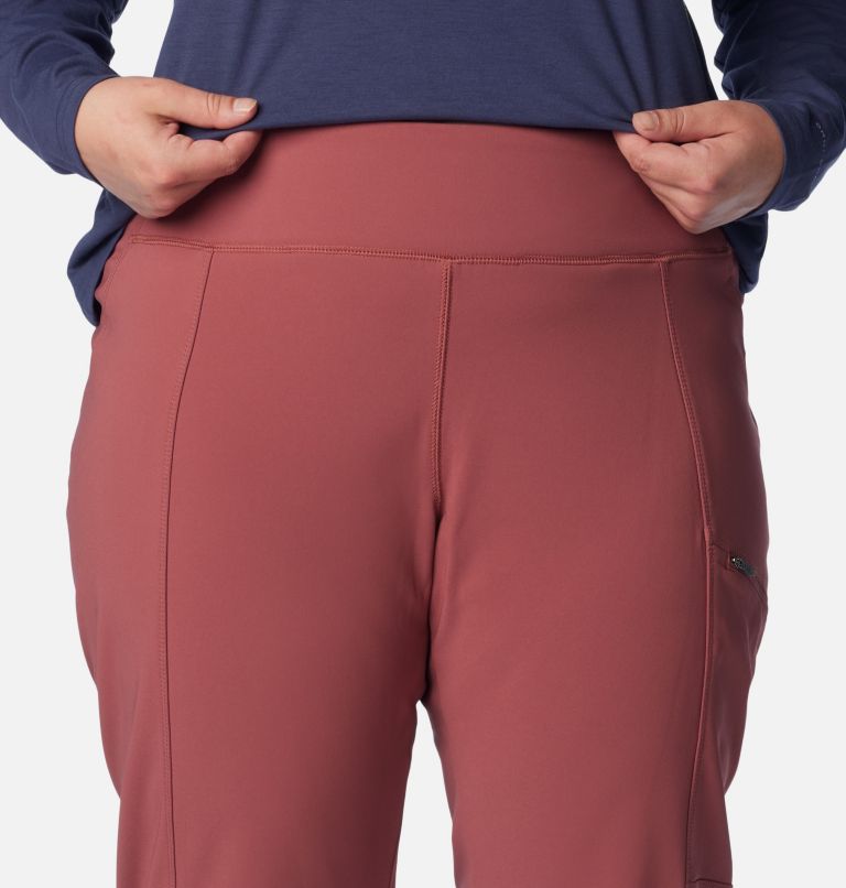 Thumbnail: Women's Back Beauty Highrise Warm Winter Pants - Plus Size, Color: Beetroot, image 4