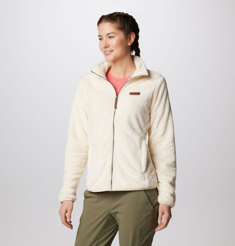 Womens White Polar fleece Jacket Full Zip Size Small Long sleeve Zip  Pockets