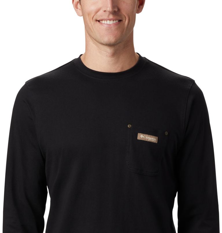 Men's PHG Roughtail Work Long Sleeve Pocket T-Shirt, Color: Black
