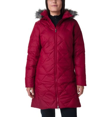 mid length down coat with hood