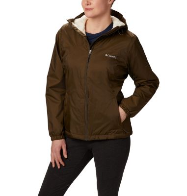 womens hooded sherpa jacket