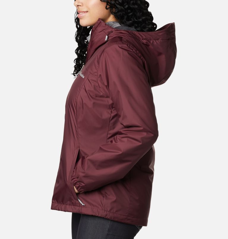 Women's Switchback Sherpa Lined Rain Jacket, Color: Malbec, image 3