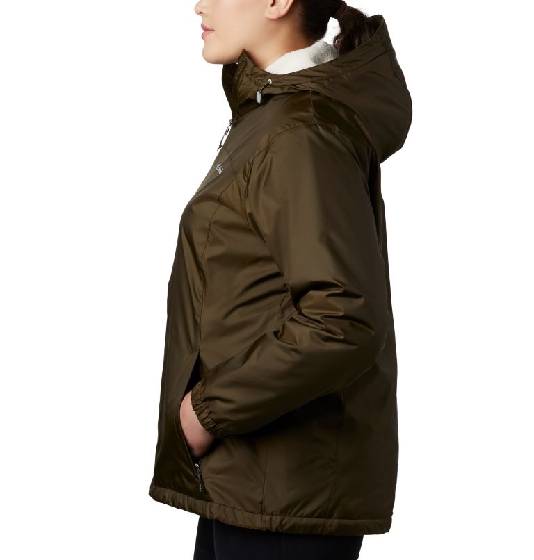 Women's Switchback Sherpa Lined Rain Jacket - Plus Size, Color: Olive Green, image 3