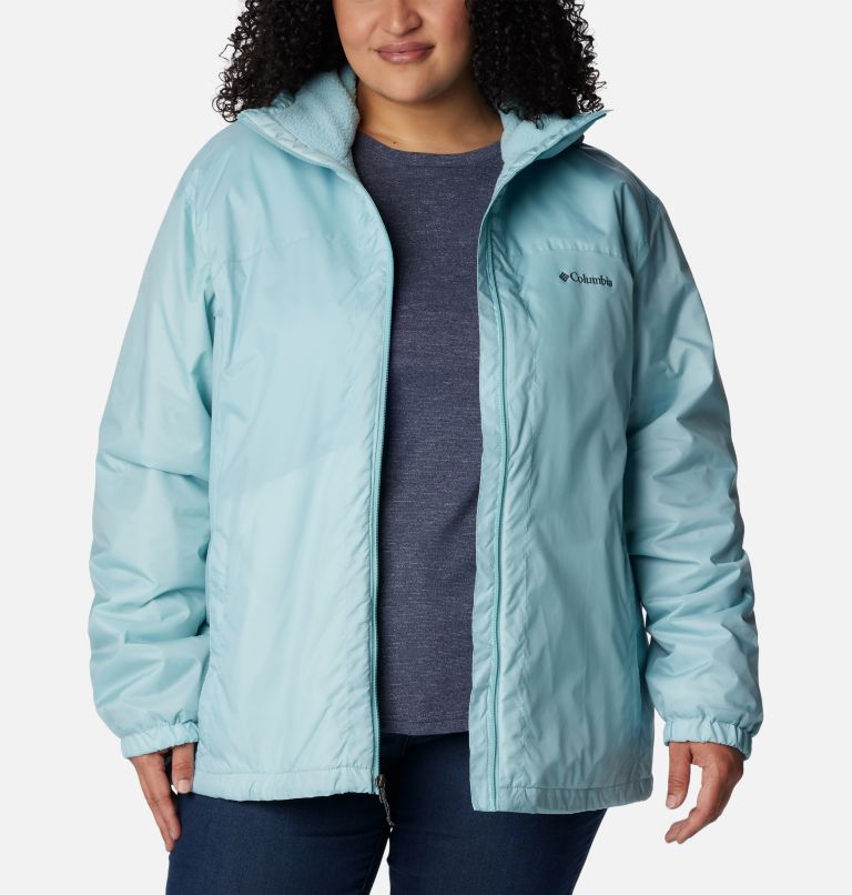 Thumbnail: Women's Switchback Sherpa Lined Jacket - Plus Size, Color: Aqua Haze, image 6