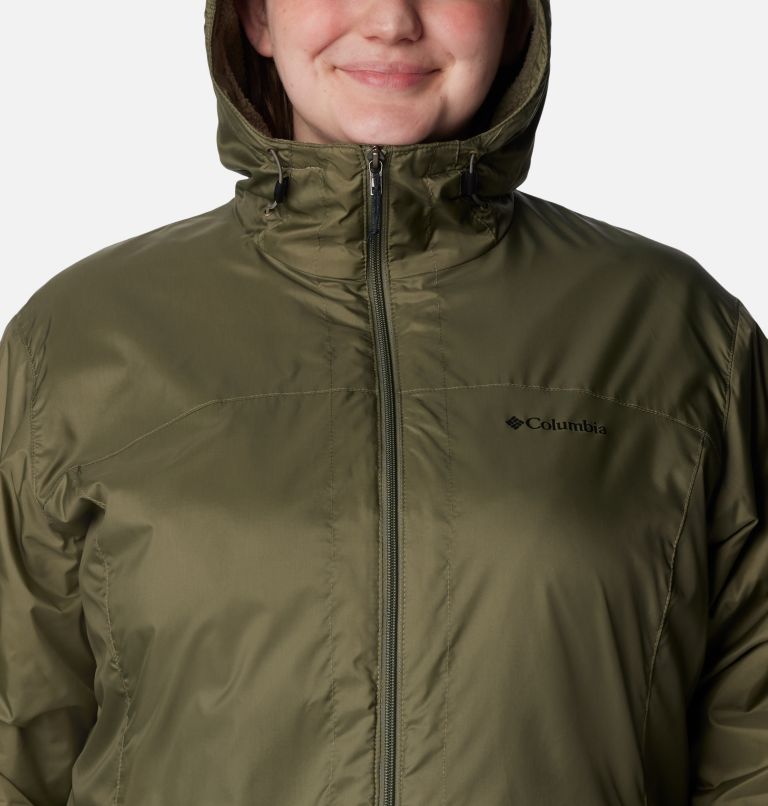 Thumbnail: Women's Switchback Sherpa Lined Jacket - Plus Size, Color: Stone Green, image 4