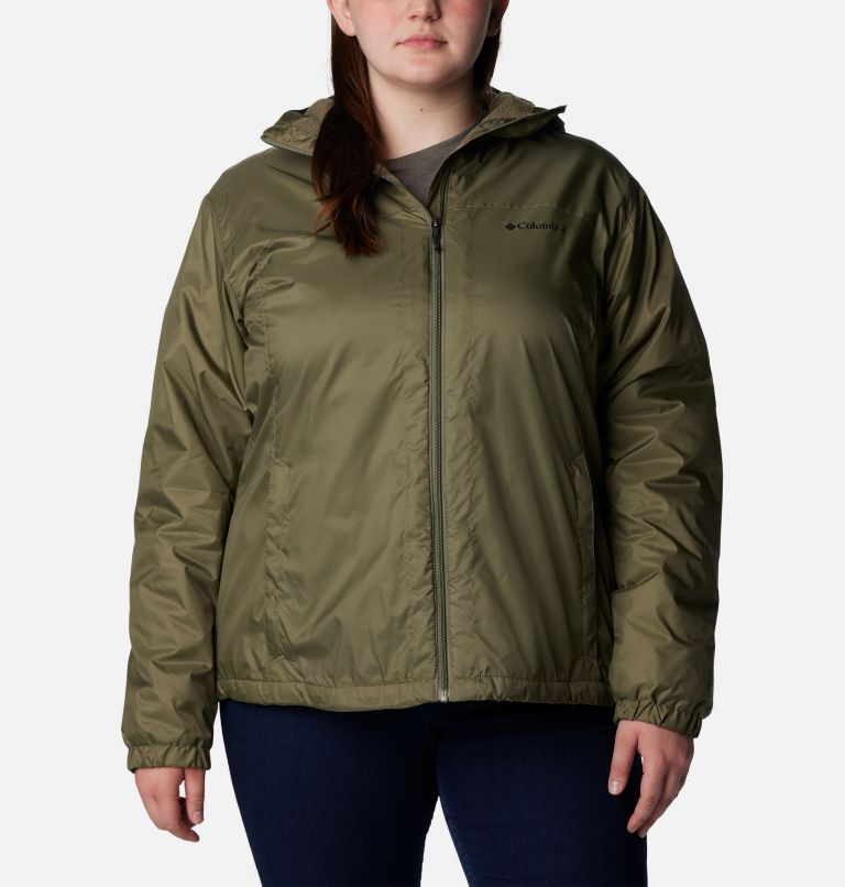 Thumbnail: Women's Switchback Sherpa Lined Jacket - Plus Size, Color: Stone Green, image 1