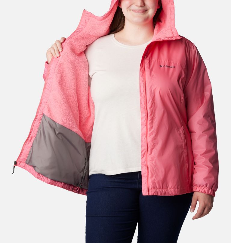 Thumbnail: Women's Switchback Sherpa Lined Jacket - Plus Size, Color: Camellia Rose, image 5