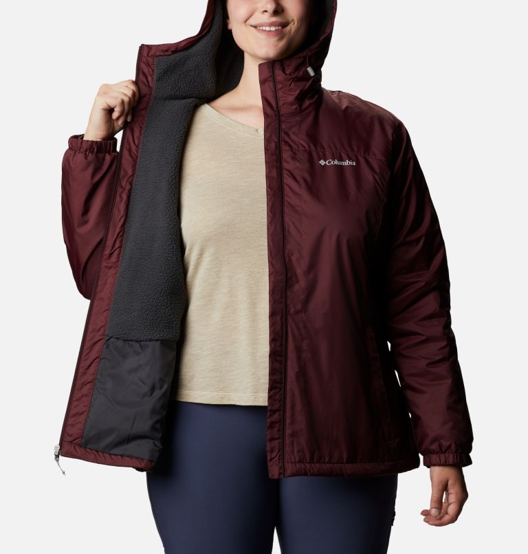 Thumbnail: Women's Switchback Sherpa Lined Jacket - Plus Size, Color: Malbec, image 5